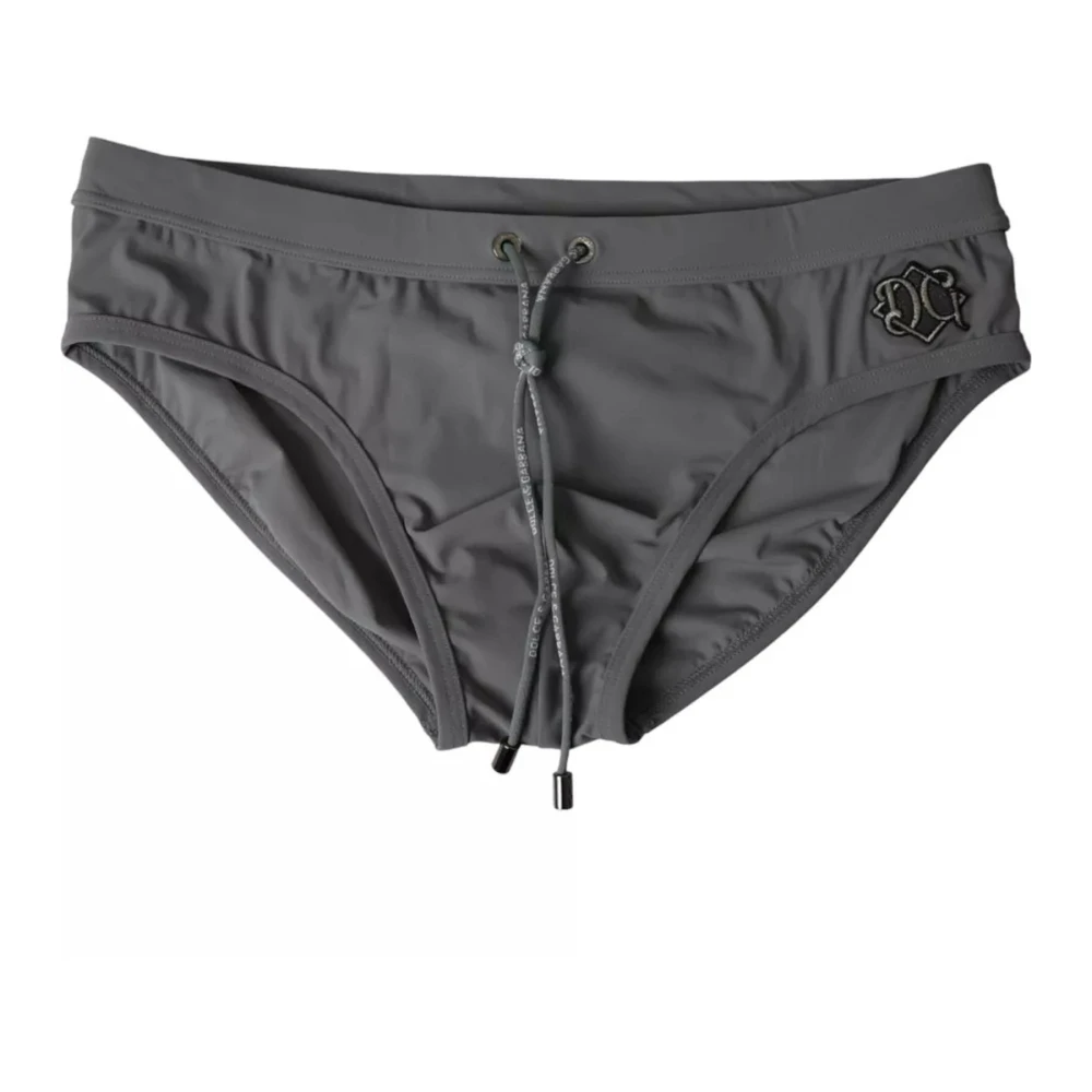Dolce & Gabbana Donkergrijze Swim Brief met Logo Gray Heren
