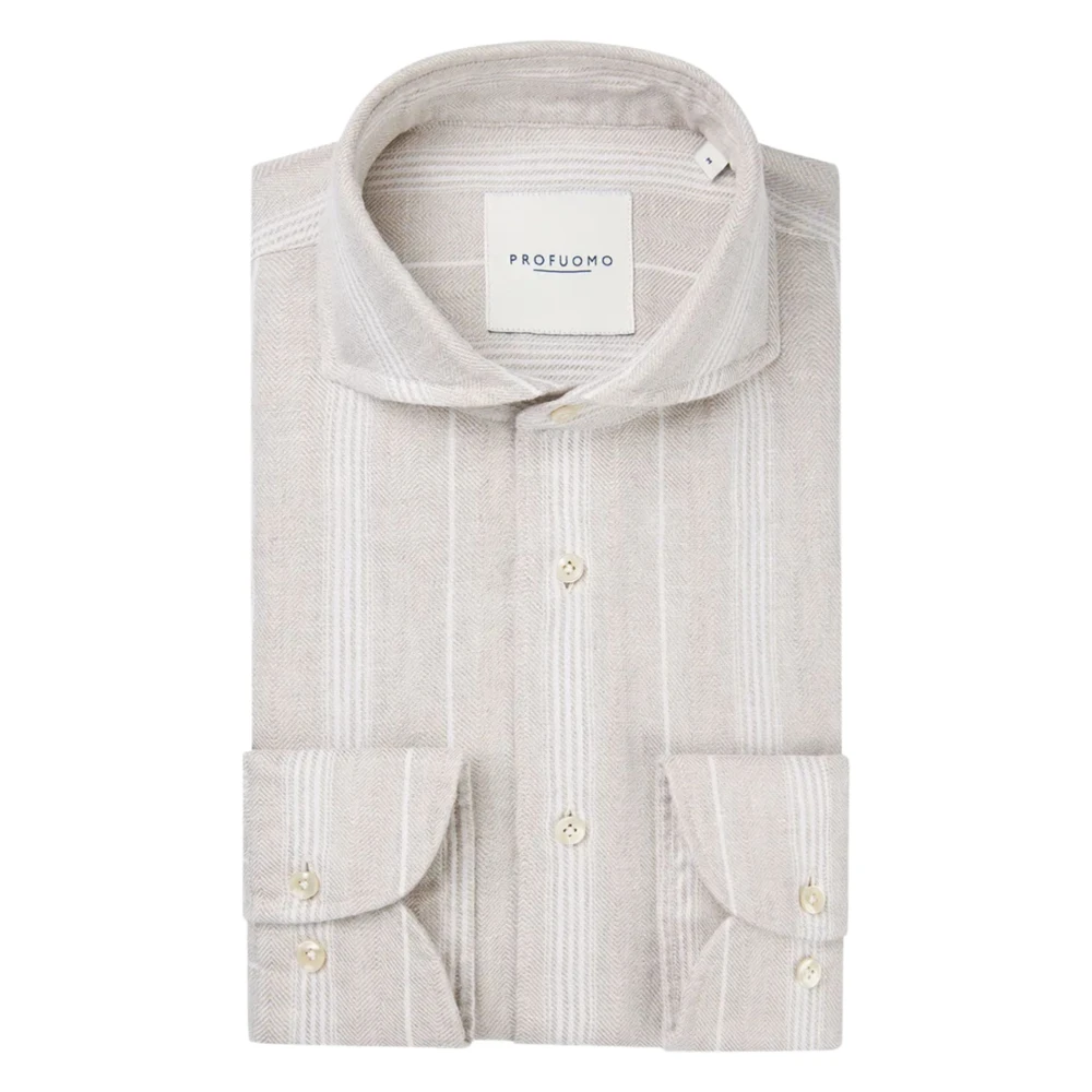 Profuomo Beige Stylish Shirt - Male - Casual Shirts - L - Shirts