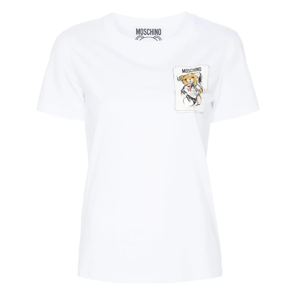Moschino Witte Crewneck Bedrukte T-shirts en Polos White Dames