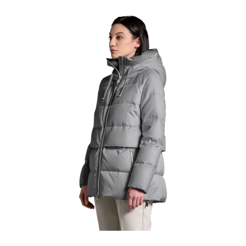 Duno Grijze Gewatteerde Hoodiejas met Wol Gray Dames