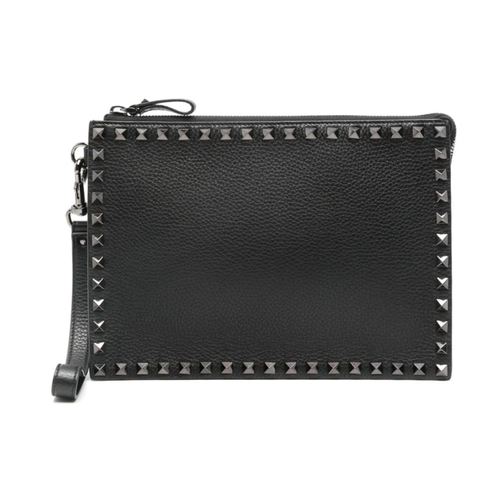Valentino Garavani Zwarte Korrelige Leren Rockstud Tas Black Heren