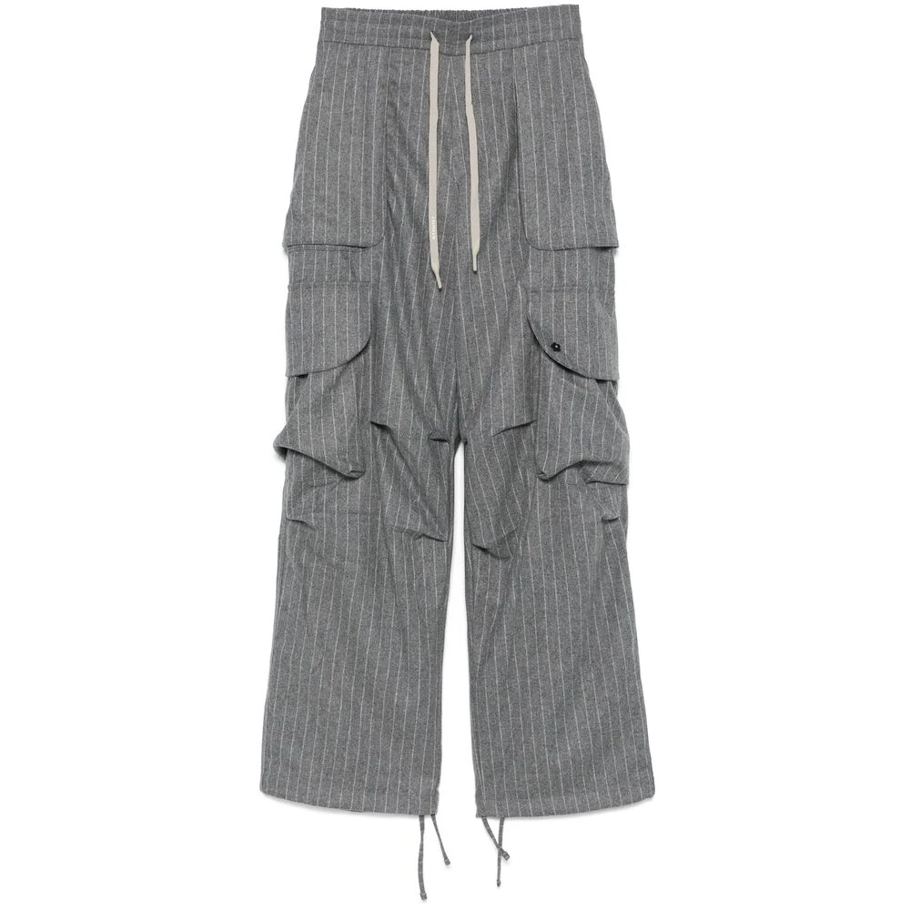 A Paper Kid Grijze Flanellen Cargo Broek Gray Heren
