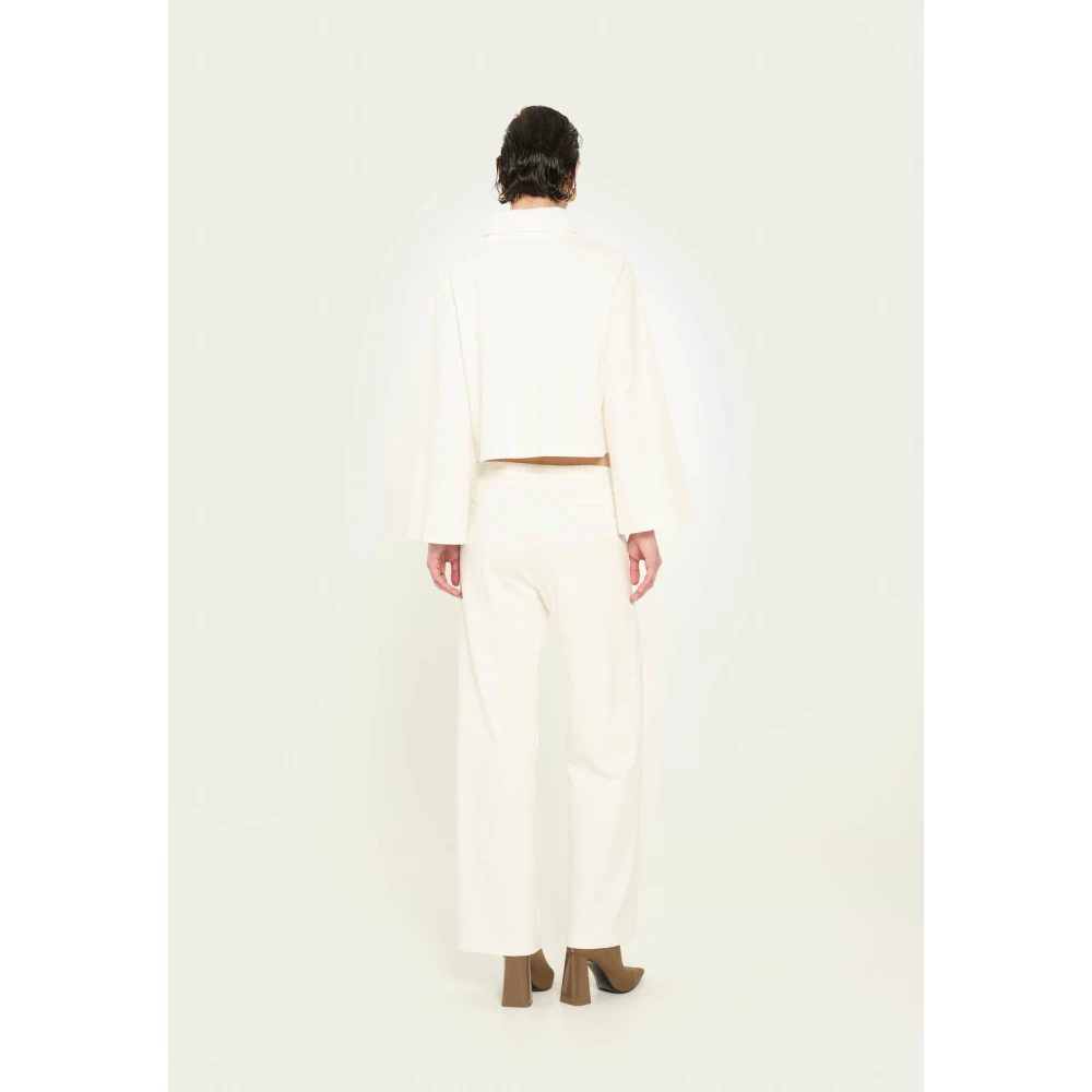 Vicario Cinque Logo Cropped Viscose T-shirt White Dames