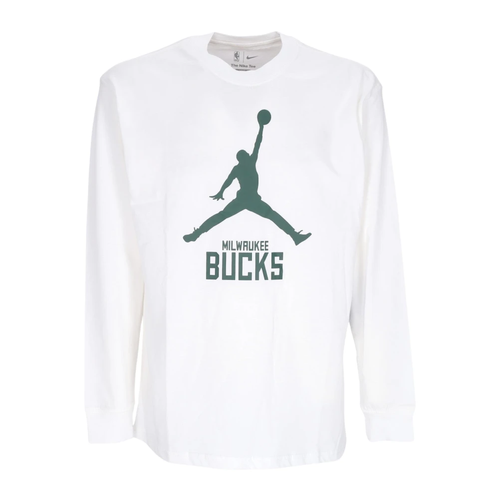 Jordan Milwaukee Bucks Longsleeve T-shirt White Heren
