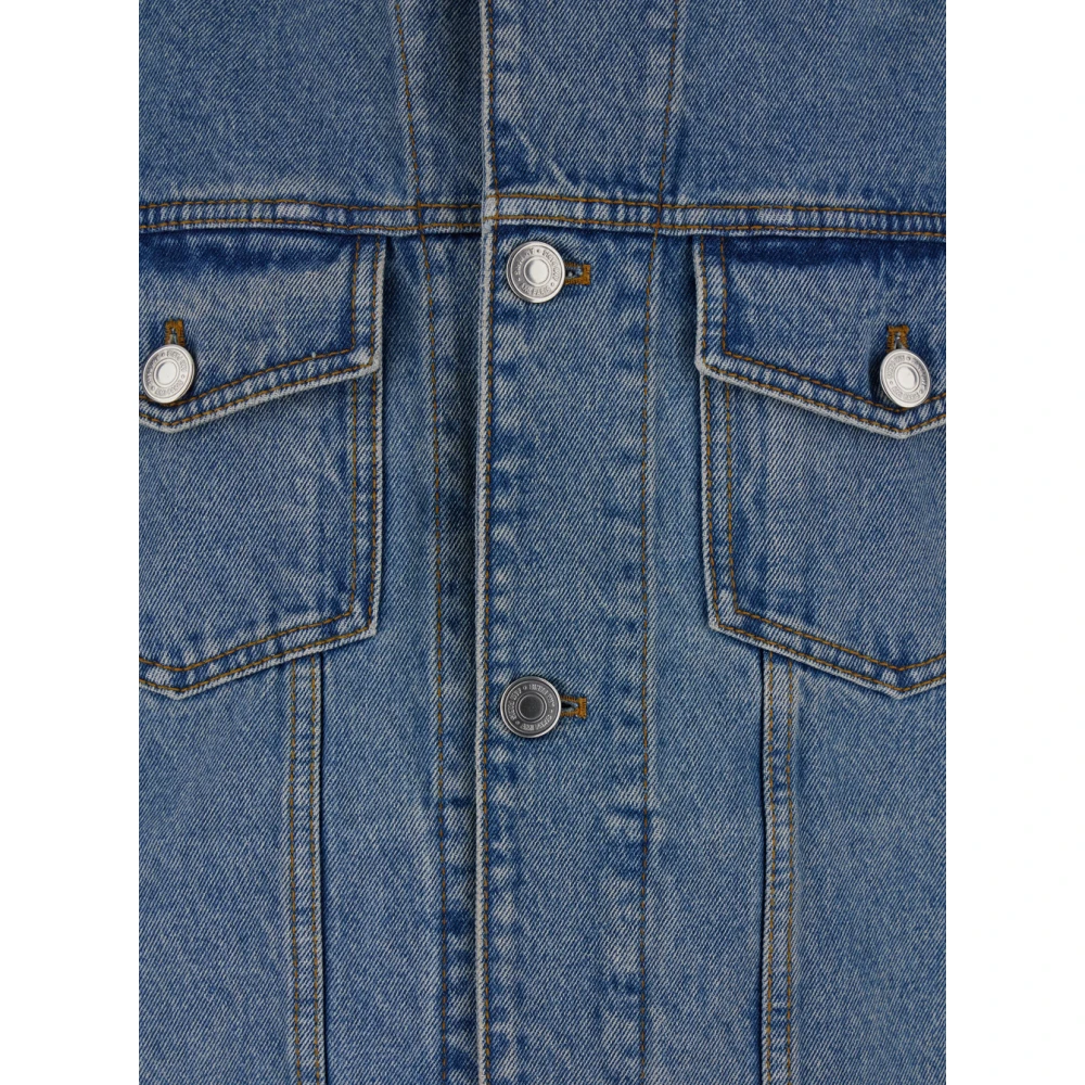 Ami Paris Blauwe Denim Jack met Logopatch Blue Heren