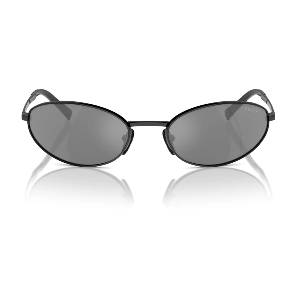 Prada Unisex Schwarz Elegante Ovale Sonnenbrille Mit Logo