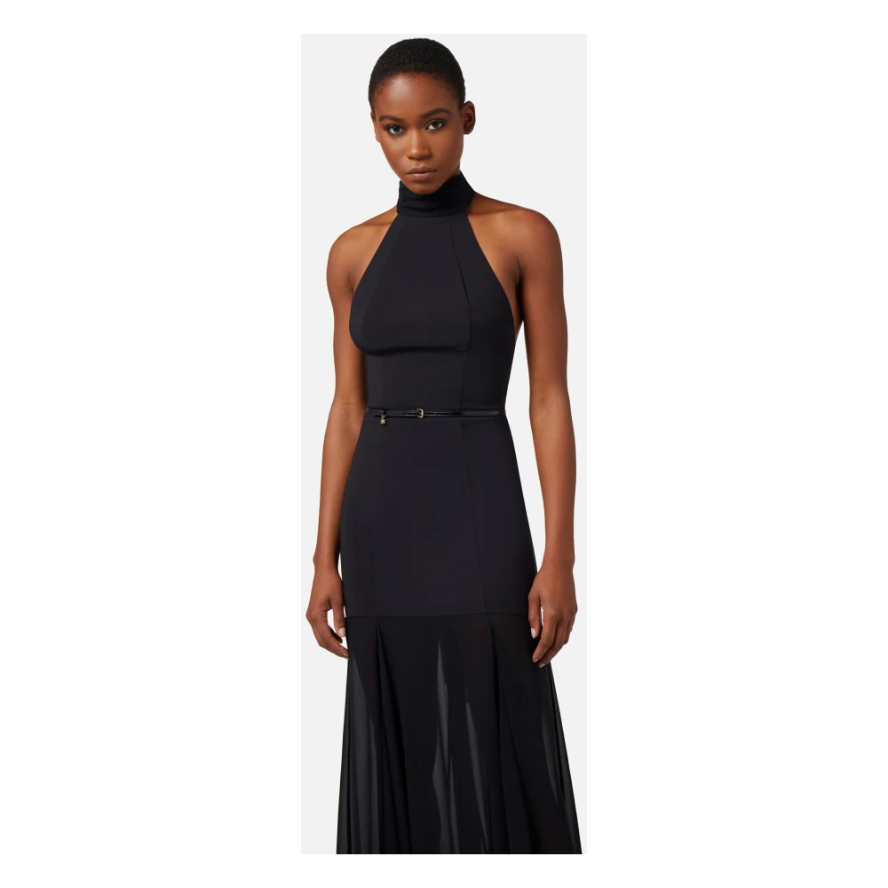 Elisabetta Franchi Red Carpet Halternek Crepe Jurk Black Dames