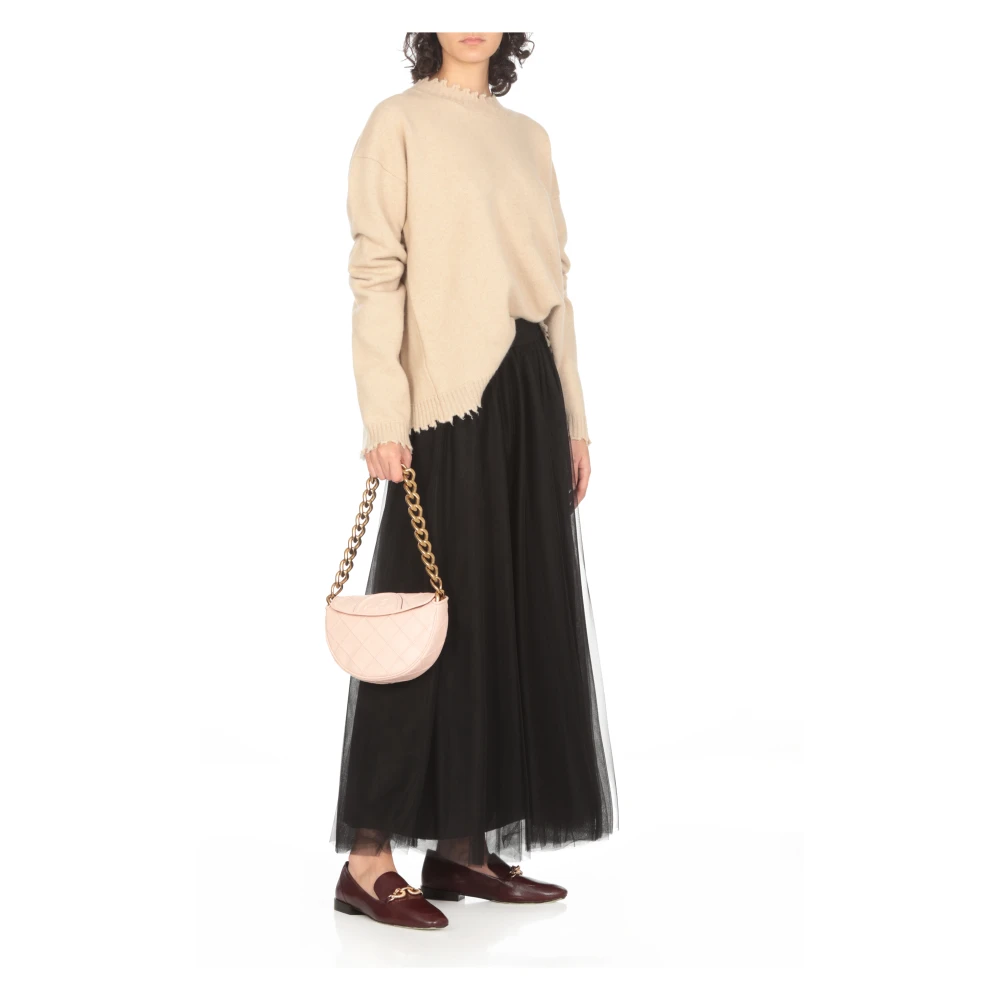 TORY BURCH Roze Leren Schoudertas met Diamantpatroon Pink Dames