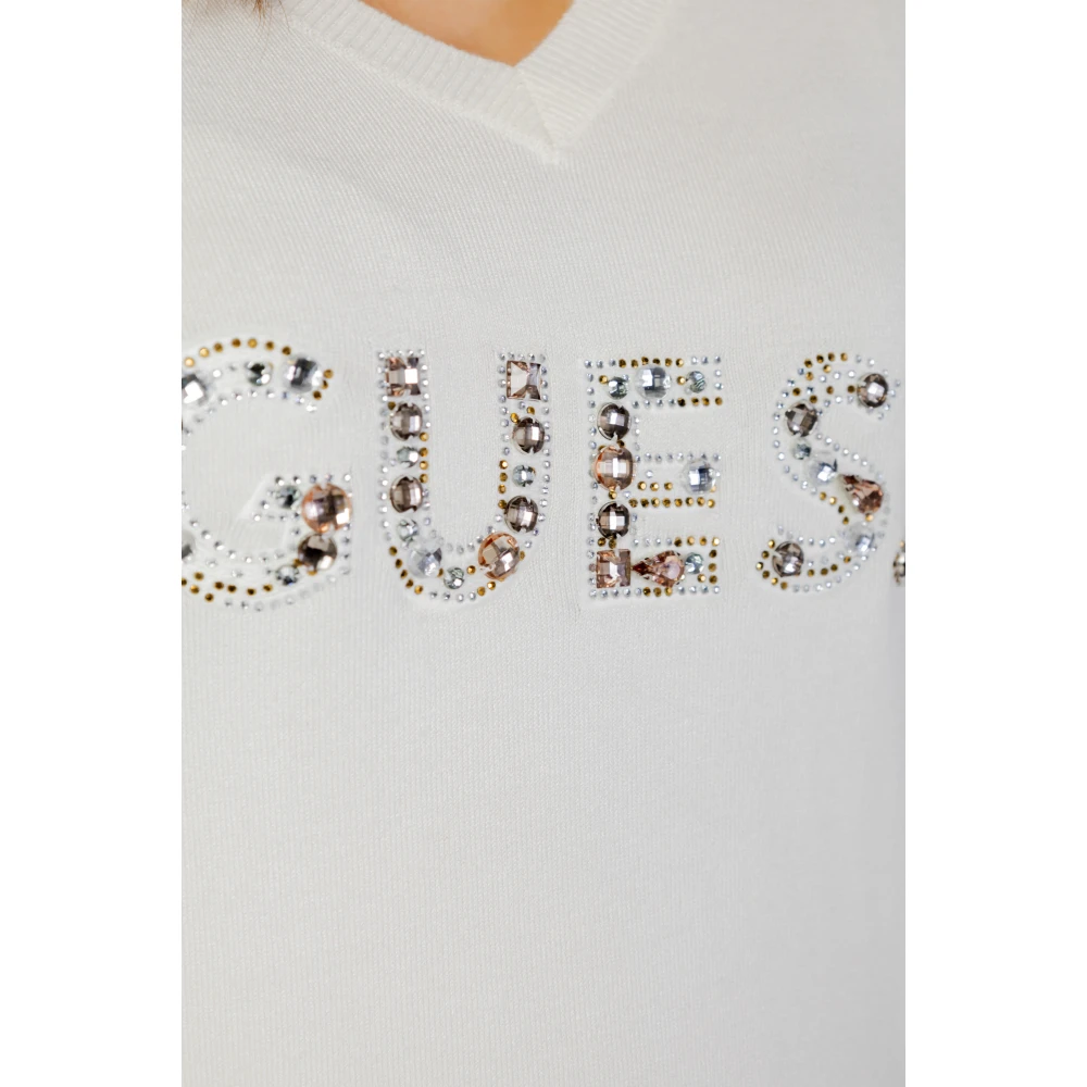 Guess V-hals Gebreide Tröi met Sieraden White Dames