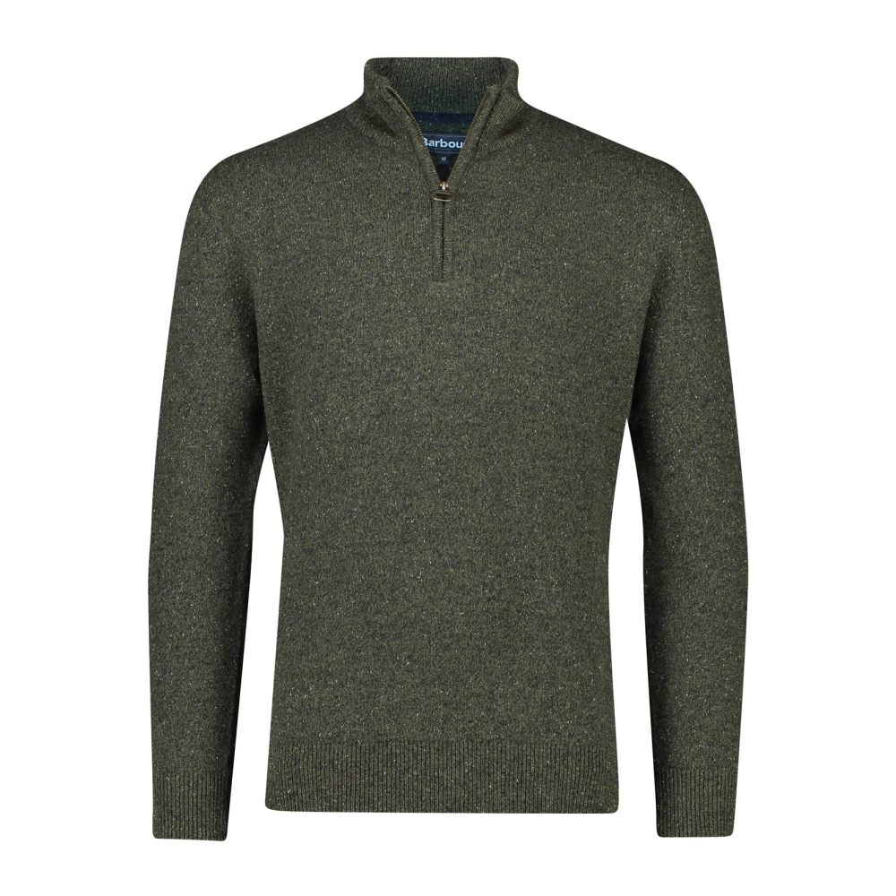 Barbour Groene Gebreide Trui Halve Rits Green Heren