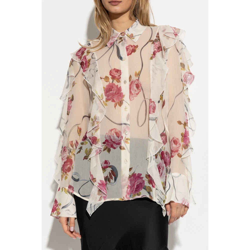 Blumarine Overhemd met bloemenpatroon Beige Dames