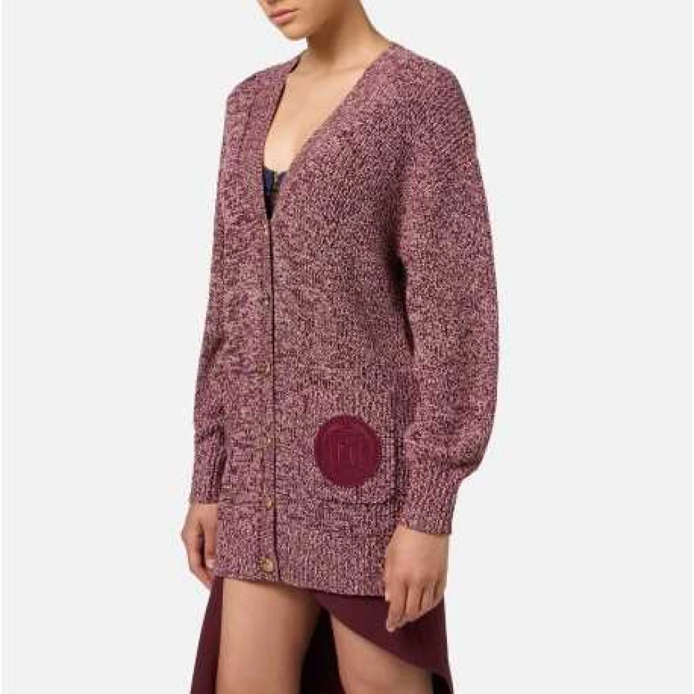 Elisabetta Franchi Bordeaux Cream Gemêleerde Cardigan Mk85S C08 Brown Dames
