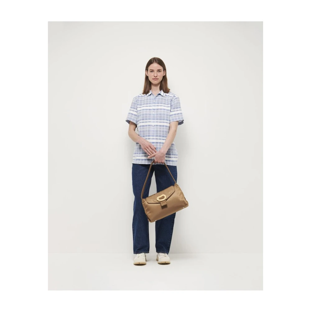 Hvisk Nylon Handtas met Hars Gesp Brown Dames