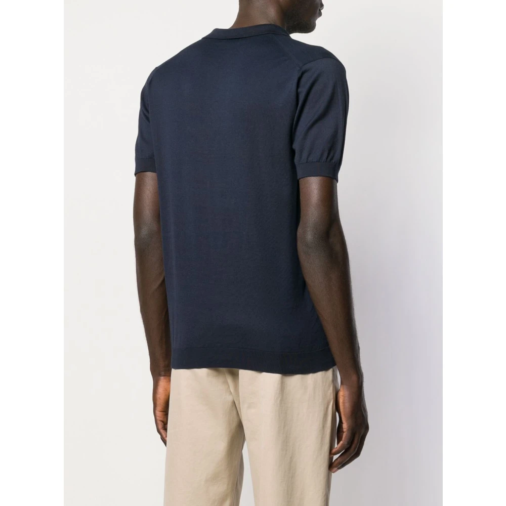 John Smedley Polo Shirts Blue Heren