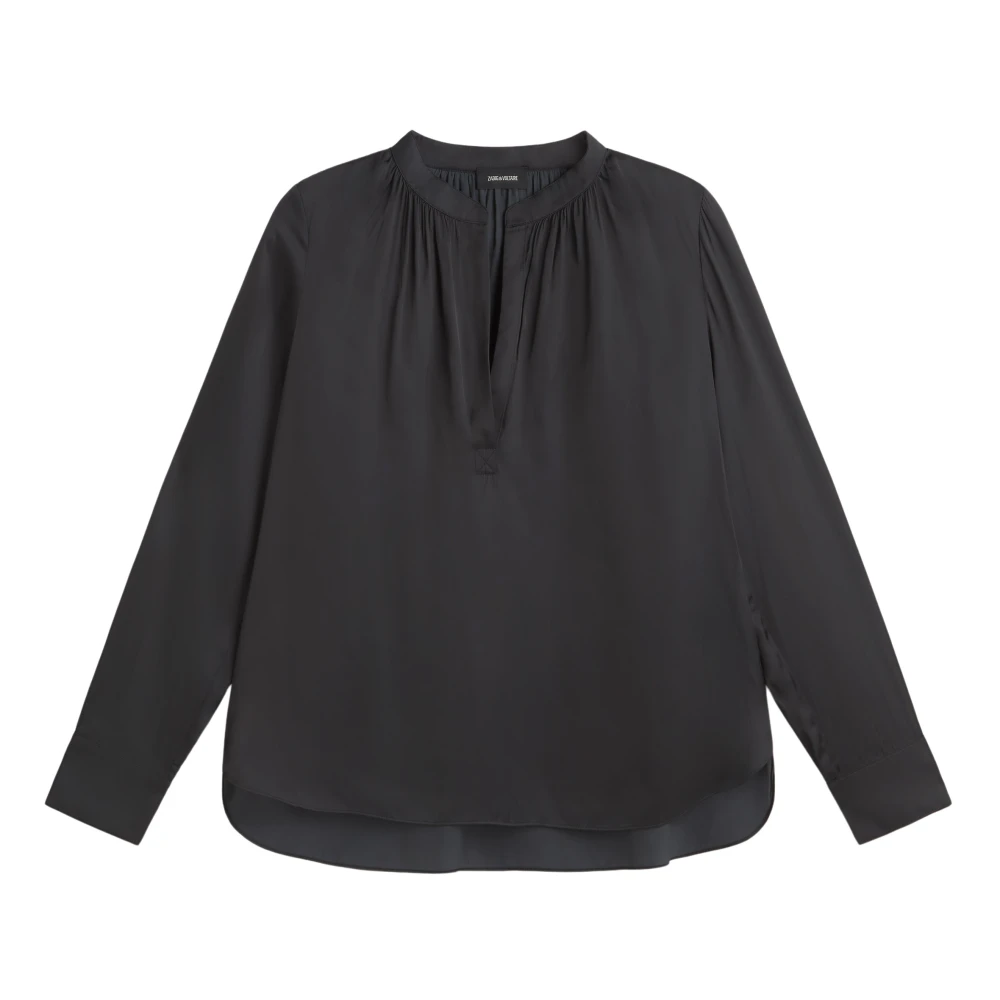 Zadig & Voltaire Women's Black Blouses, L, Tink Satin Tunic