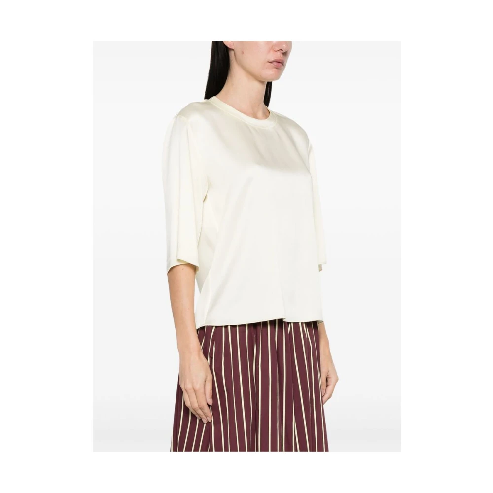 Forte Ivoor Wit Ronde Hals T-shirt Beige Dames