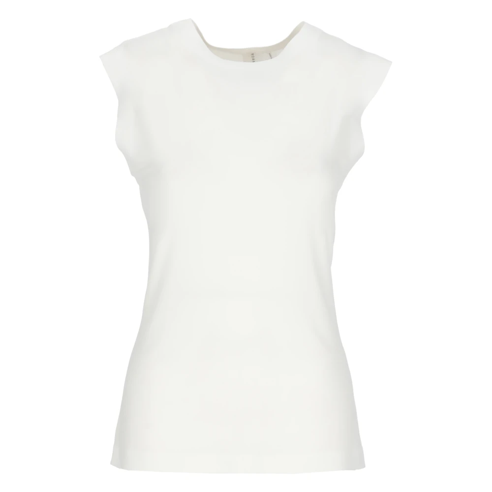 Norma Kamali Women's White Round Neck Sleeveless Top - Sleeveless Tops - L - Tops