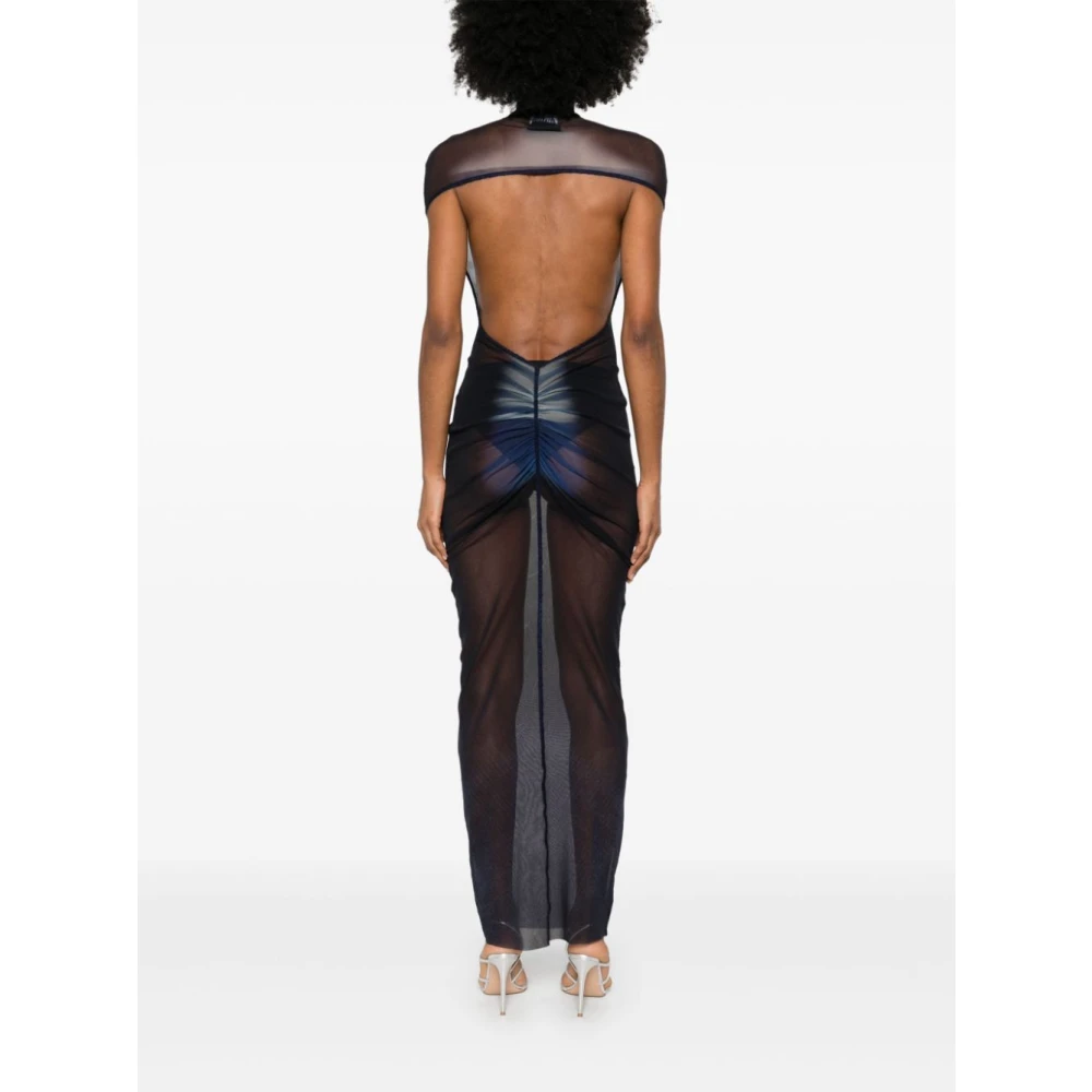 Jean Paul Gaultier Donkerblauwe Transparante Lange Jurk Blue Dames