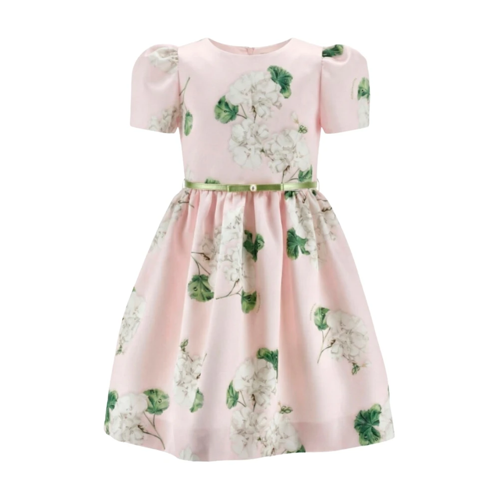 Monnalisa Pink Floral Print Dress - Unisex - Kids Occasion Wear - Pink - S - Kids
