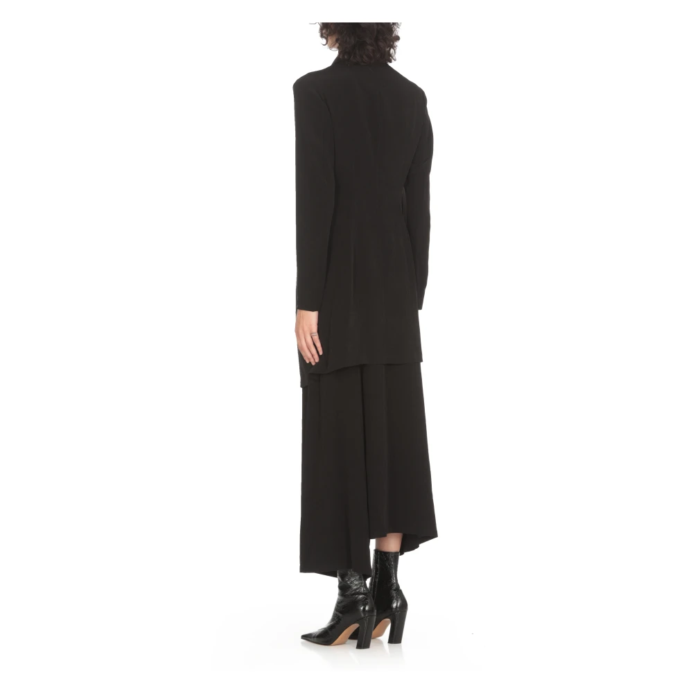 Y-3 Zwarte regenjas met V-hals en zakken Black Dames