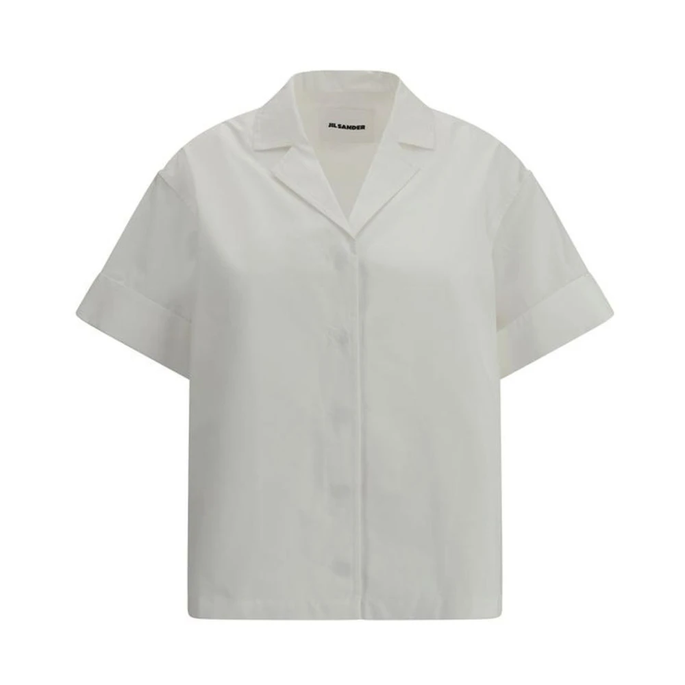 Jil Sander Korte Mouw V-hals Shirt White Dames
