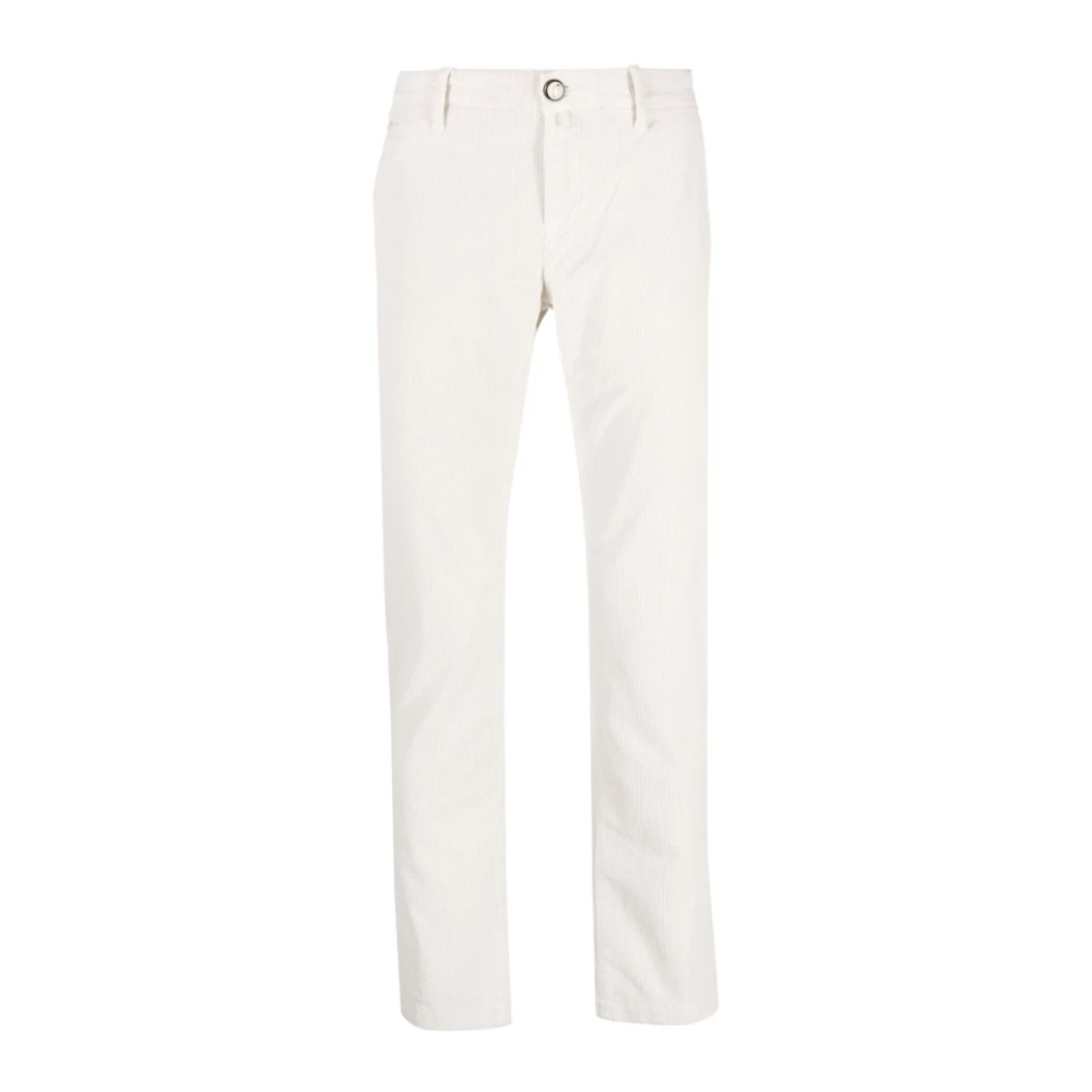 Jacob Cohën Witte Corduroy Broek Logo Plaque White Heren