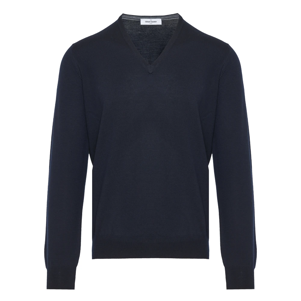 Gran Sasso Wol V-hals Gebreide Kleding Gemaakt in Italië Blue Heren