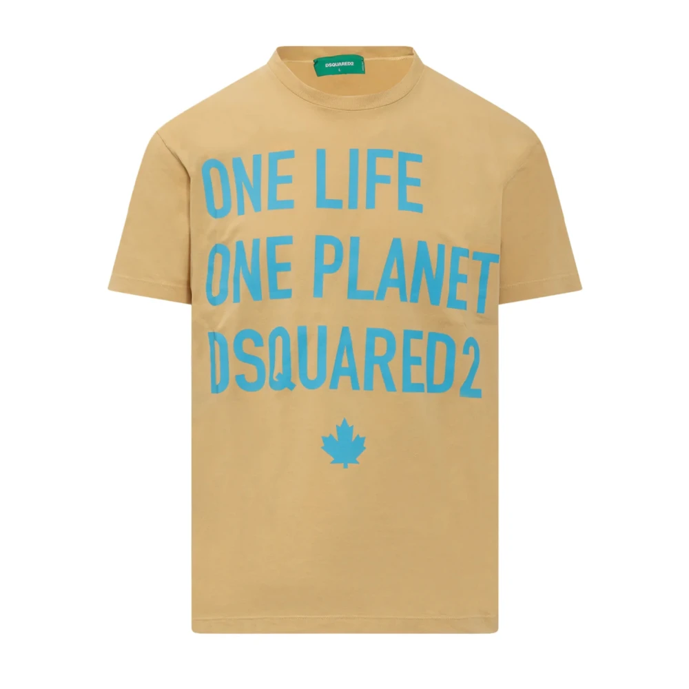 Dsquared2 One Life One Planet T-Shirt met Print Yellow Heren