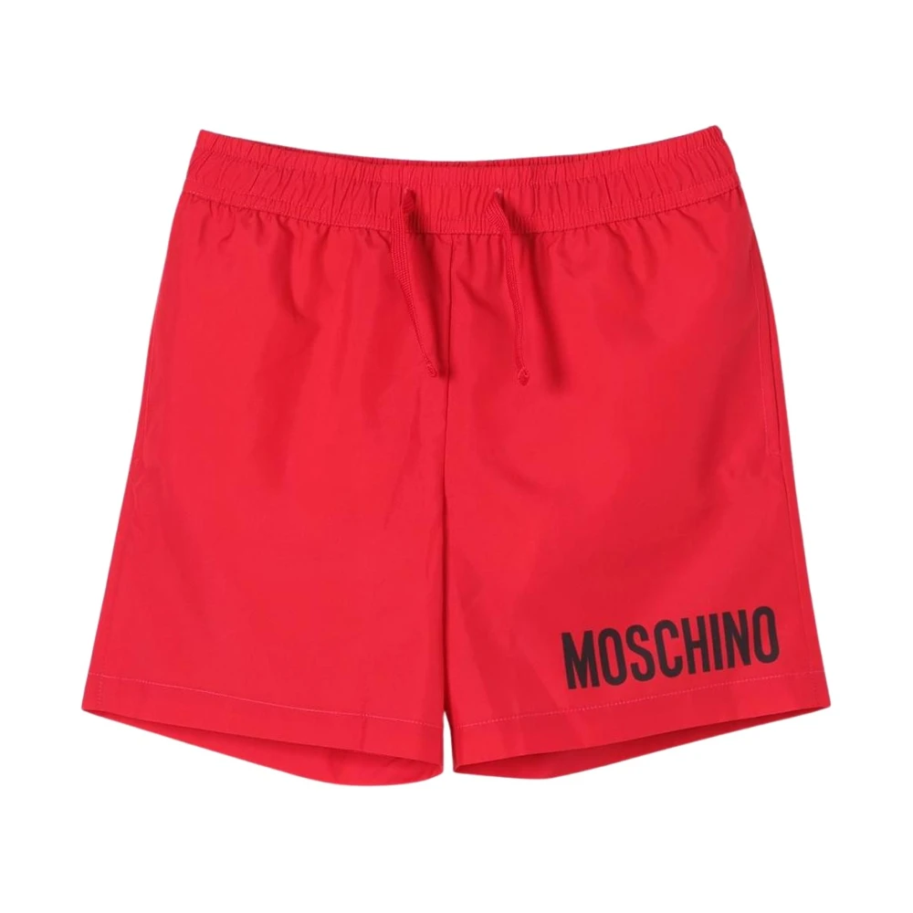 Moschino Boys Red Kids Swim Shorts Drawstring Closure