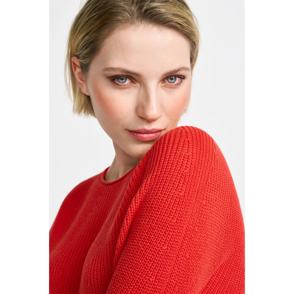 Rich & Royal Naadloze Crew Neck Cardigan Red Dames