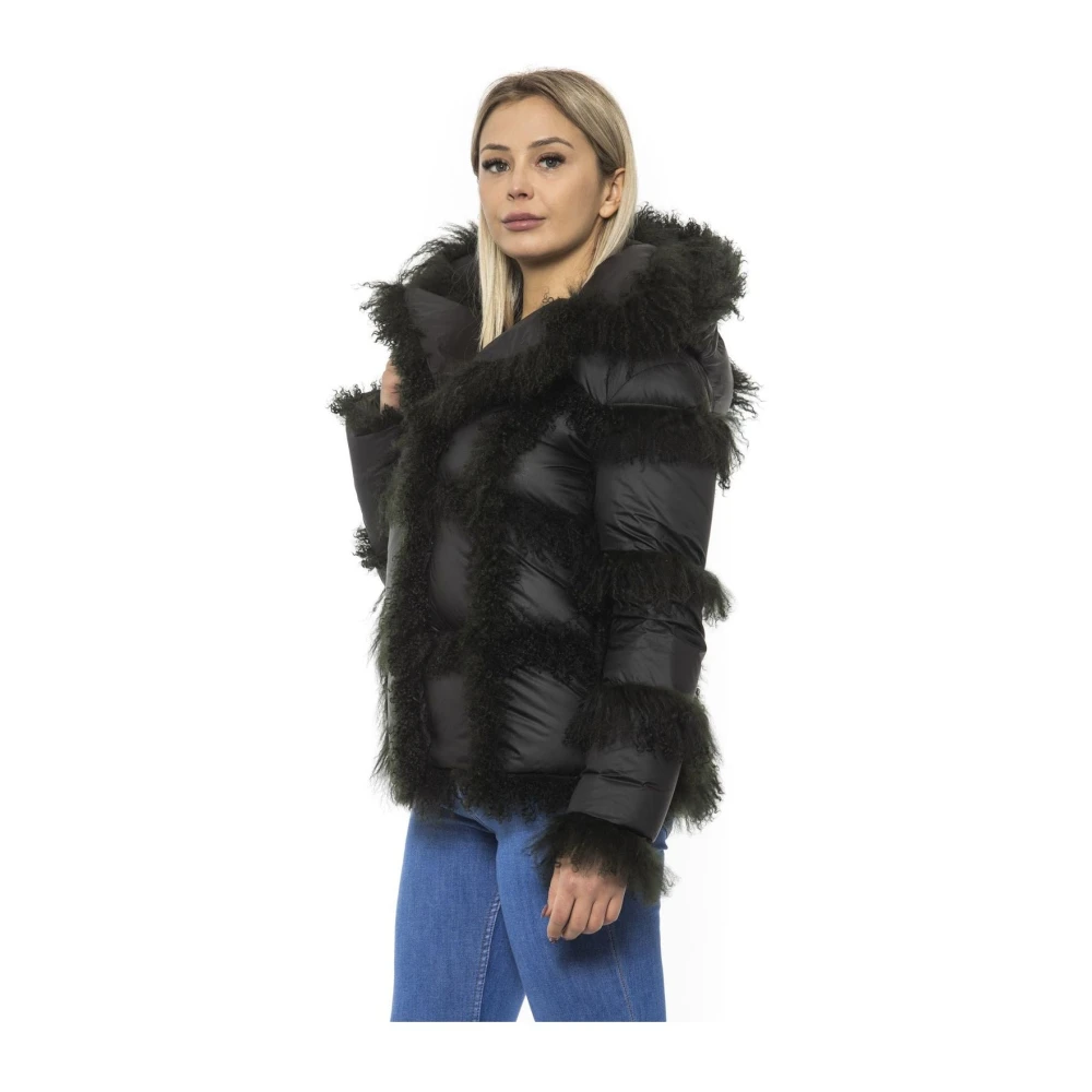 Mr&Mrs Italy Luxe Bontgevoerde Hoodie Jas Black Dames