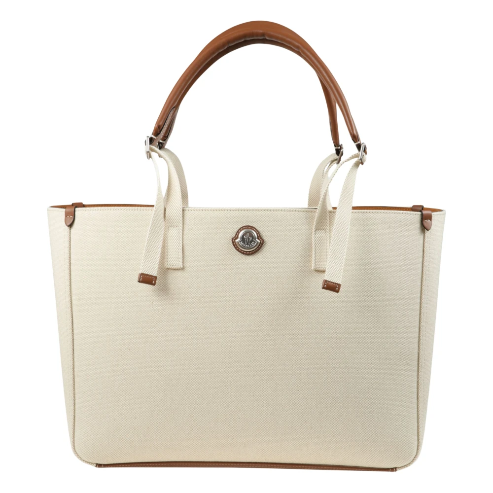 Moncler Men's Beige Shopping Bags, One Size, Carlo Canvas Tote Bag