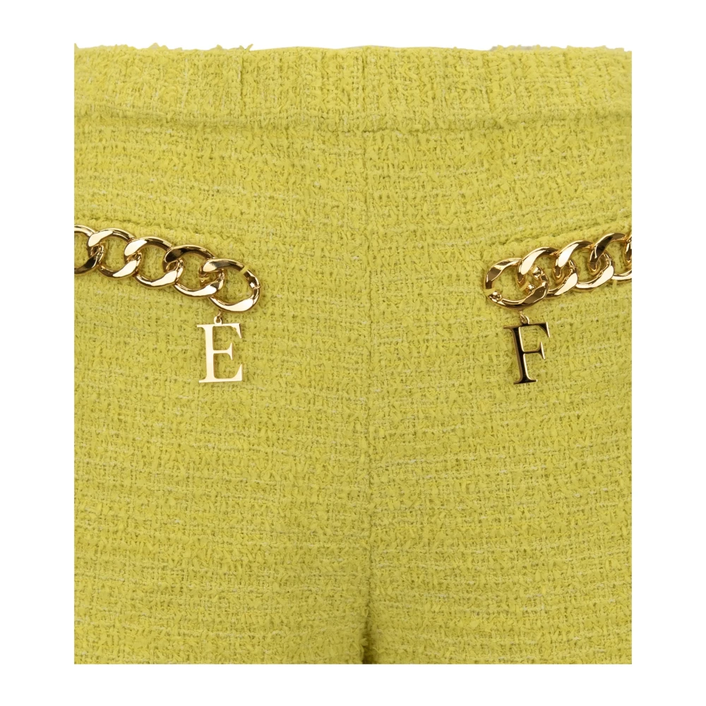 Elisabetta Franchi Gouden Metalen Rits Haak Shorts Yellow Dames
