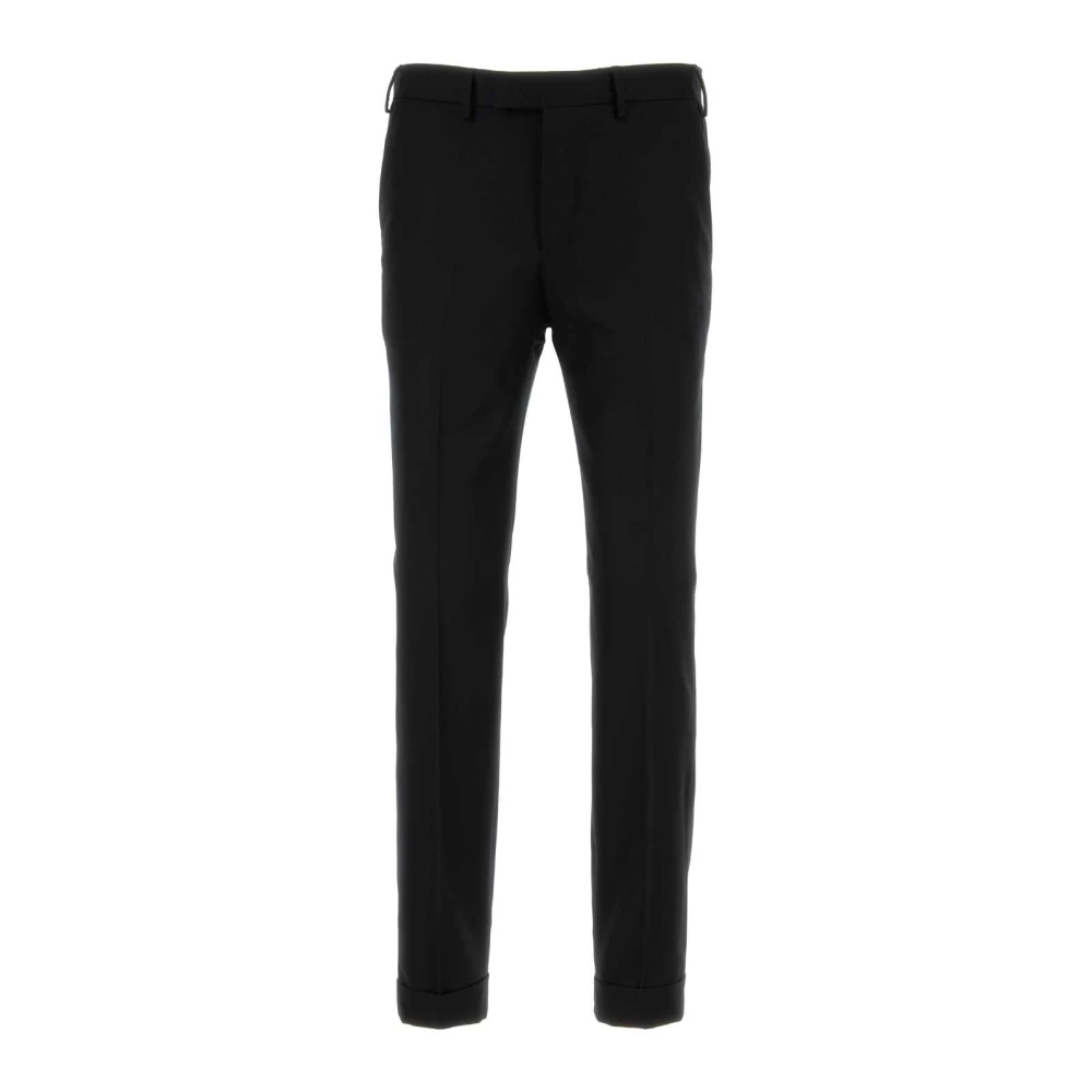 PT Torino Zwarte Broek Flat Front Stretto Black Heren