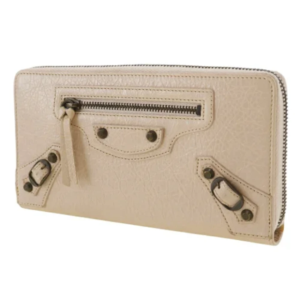 Balenciaga Vintage Pre-owned Leather wallets Beige Dames