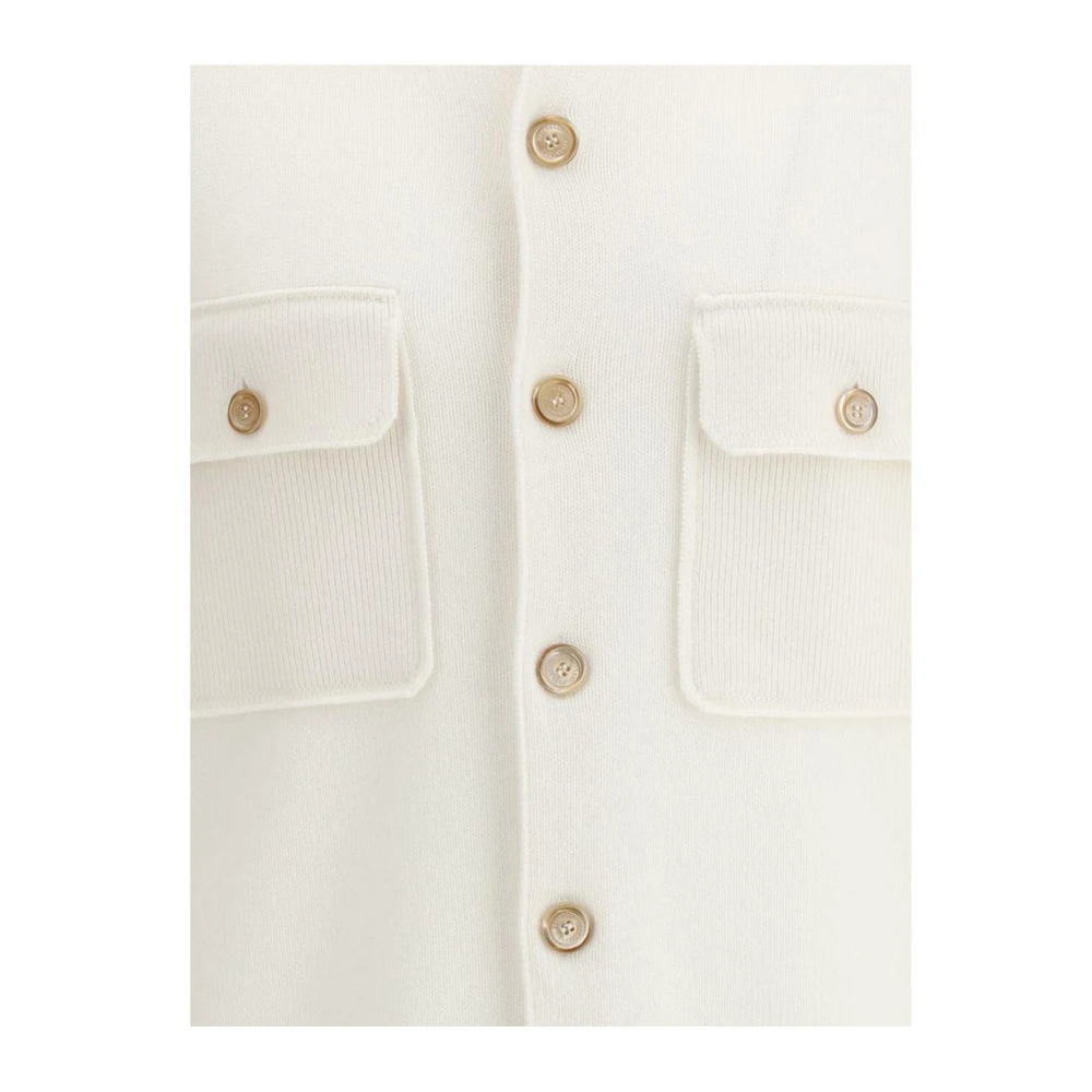 BRUNELLO CUCINELLI Kasjmier Vest met Geribbelde Kraag White Heren