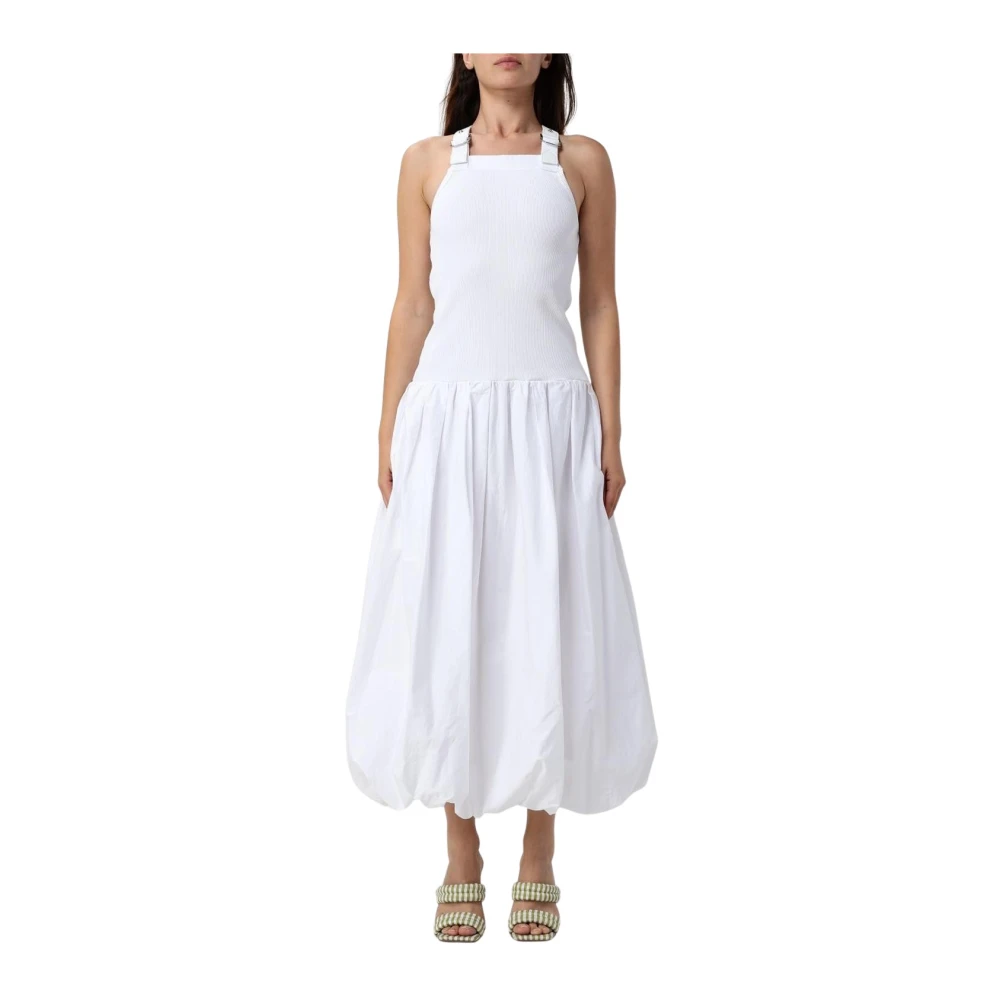Pinko Vit Poplin Halterneck Midi Klänning