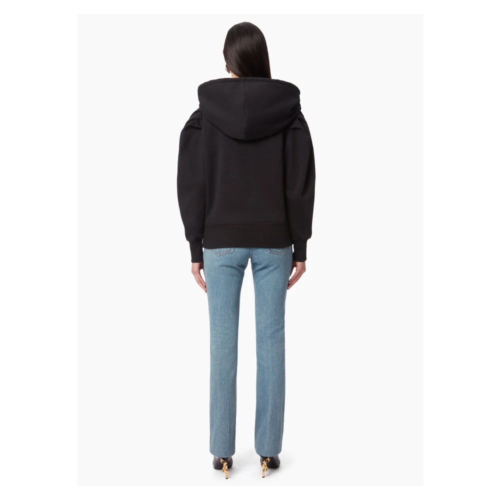 Nina Ricci Zwarte Hoodie met Geplooide Mouwen Black Dames