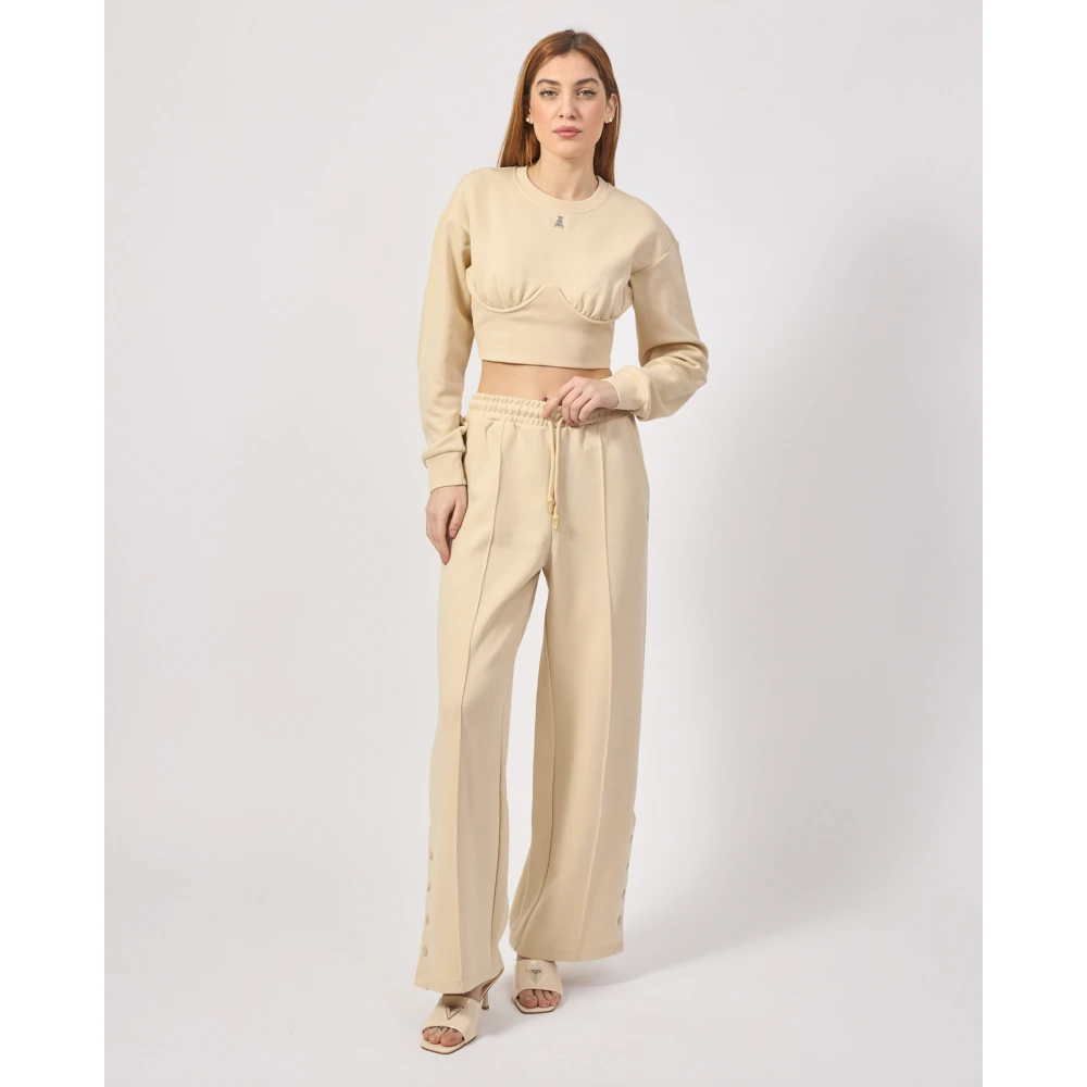 PATRIZIA PEPE Beige Sweater met Onderborst Draad Beige Dames