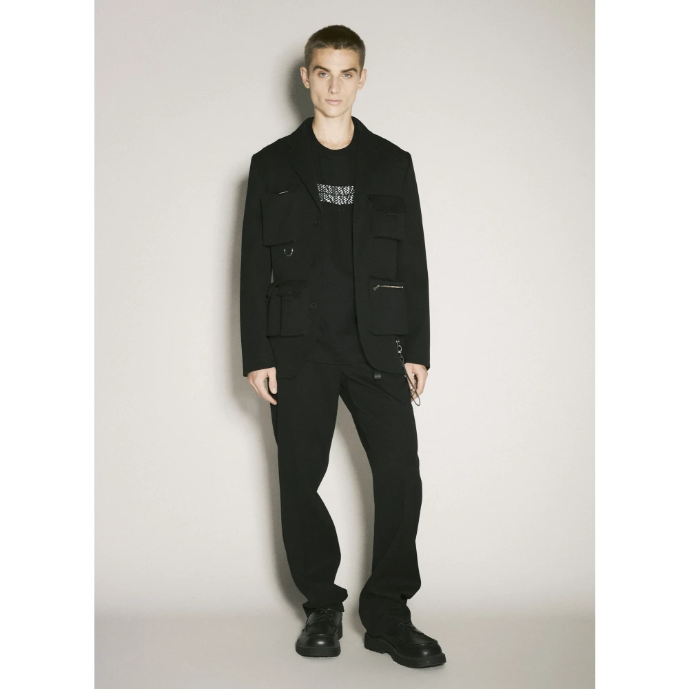 Lanvin Wollen Twill Multi-Pocket Jas Black Heren