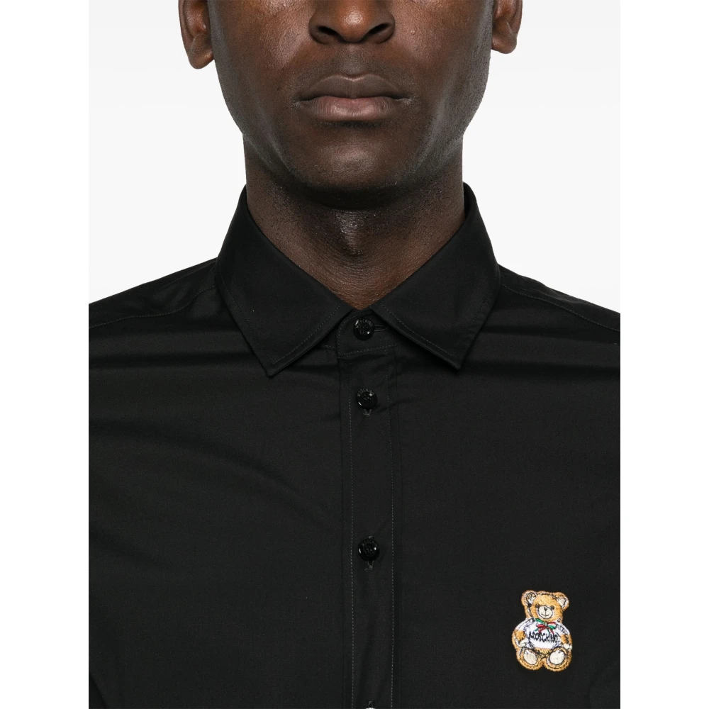 Moschino Geborduurde Beer Zwart Shirt Black Heren
