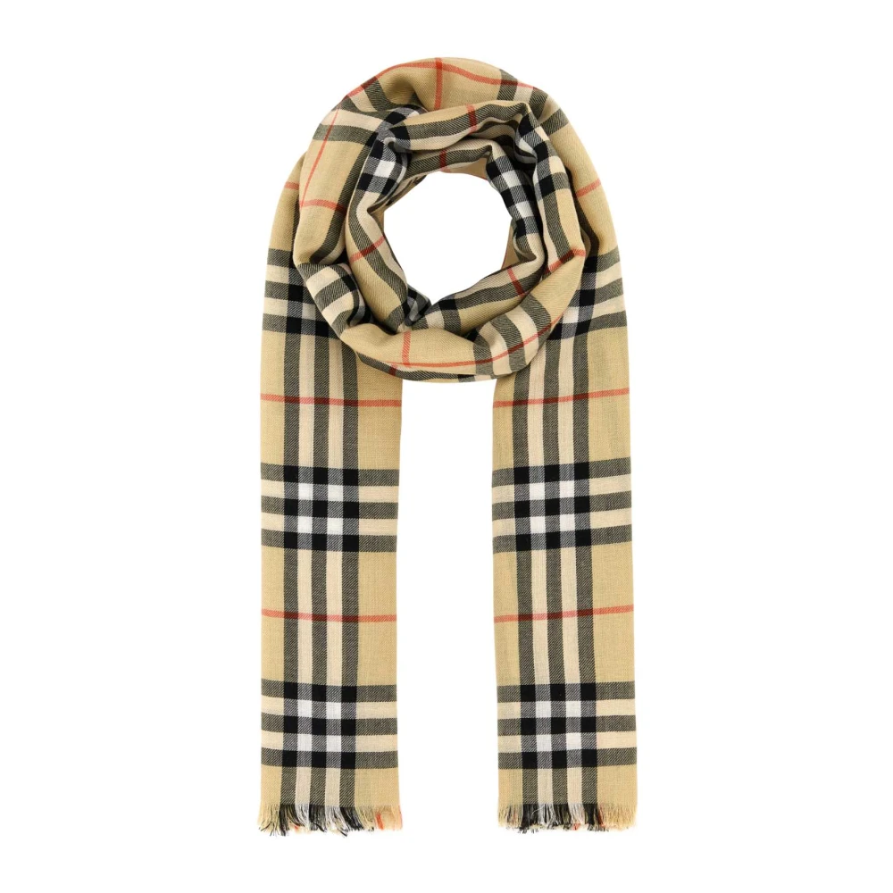 Burberry Women's Beige Winter Scarves, One Size, Embroidered Cashmere Blend Scarf