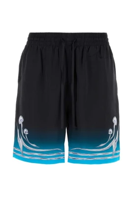 Silk Blend Beach Shorts med abstrakt grafik