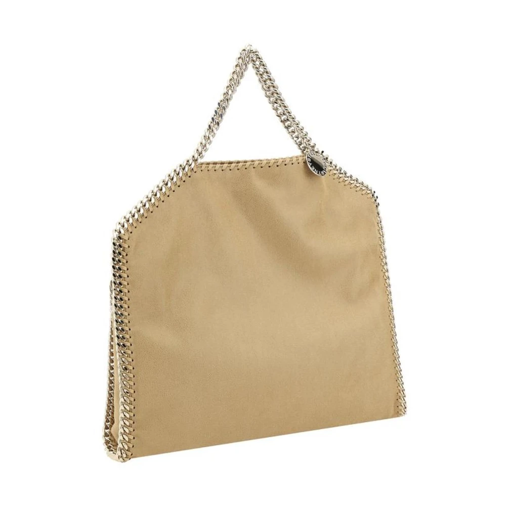 Stella Mccartney Schoudertas met kettingrand en metalen hanger Beige Dames