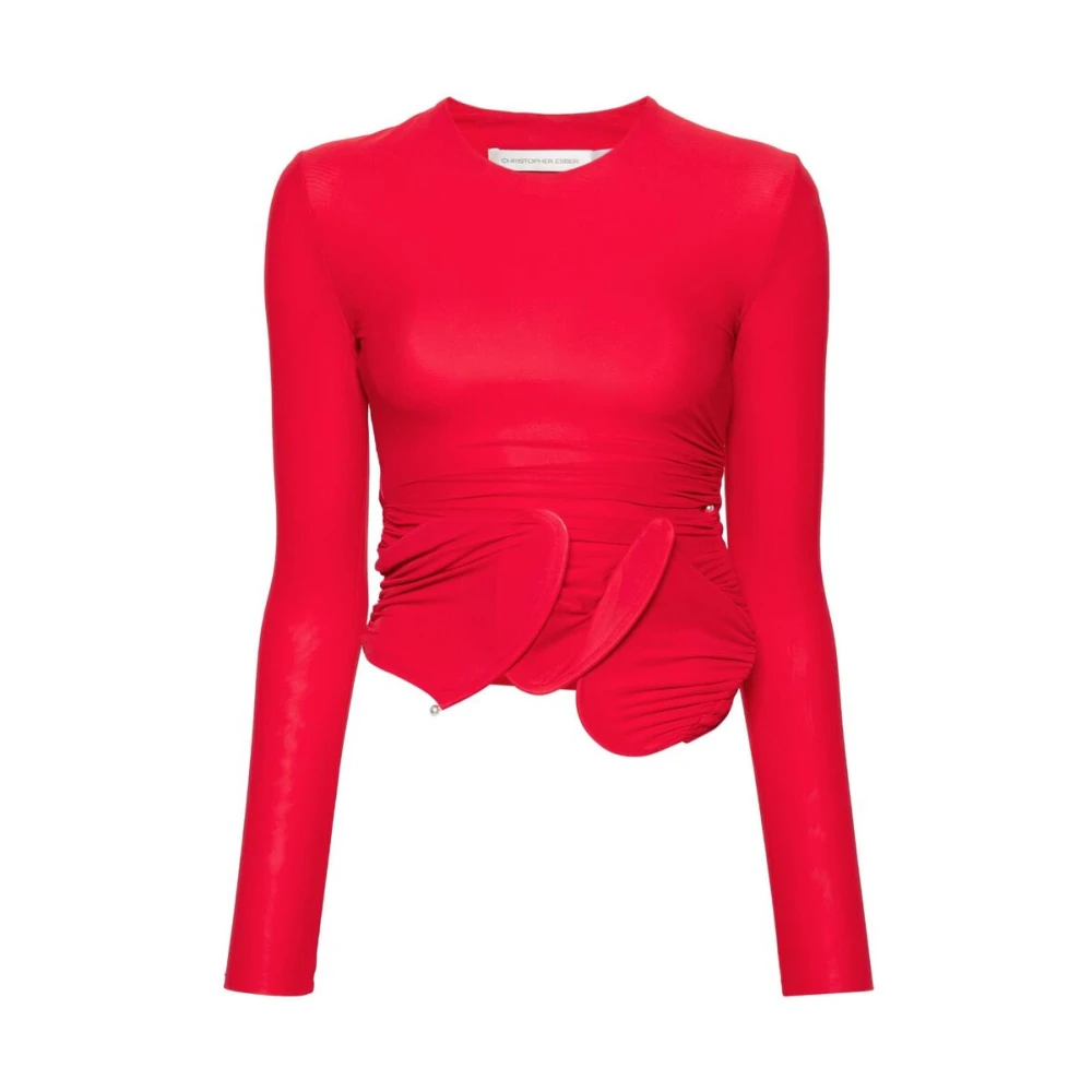 Christopher Esber Rode Mesh Sculptuur Golfdetail Top Red Dames