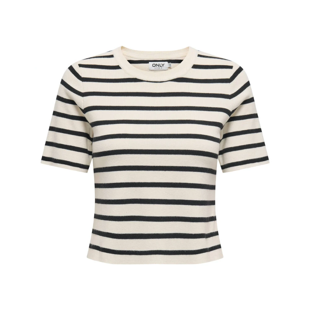 Only Korte Mouw Pullover Gebreide Trui Beige Dames