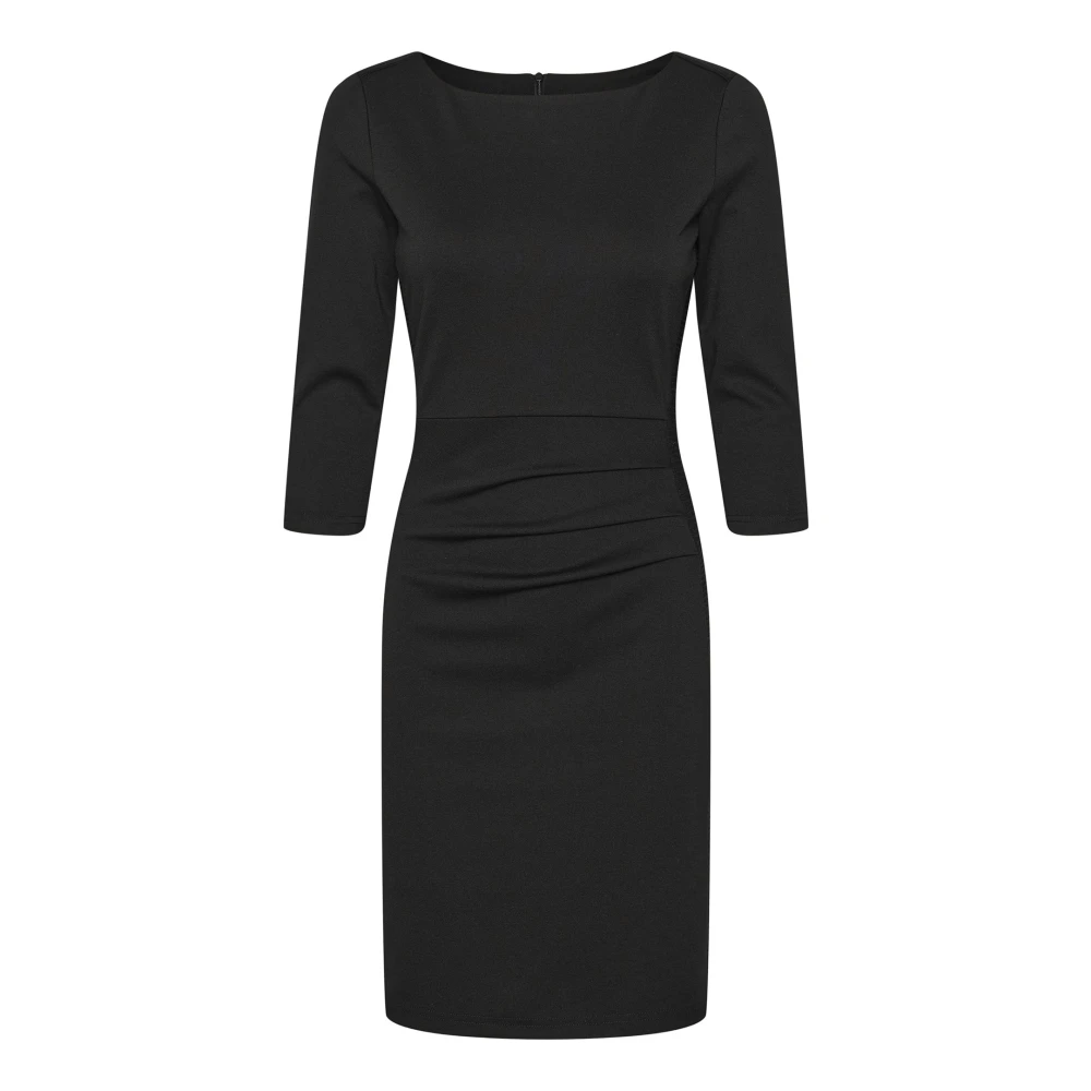 Kaffe Black Short Dresses, Female, Xs, Deep Draped Ls Dress