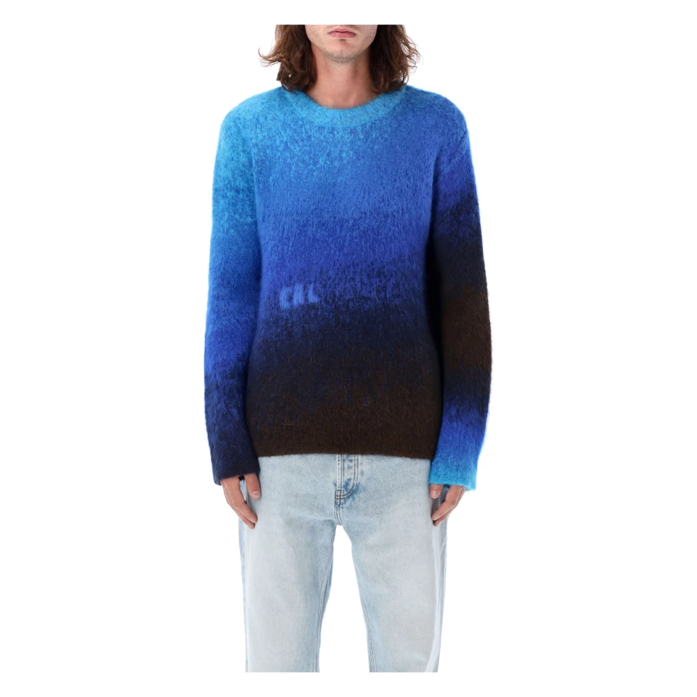 ERL Blauwe Gradient Gebreide Trui Aw24 Blue Heren