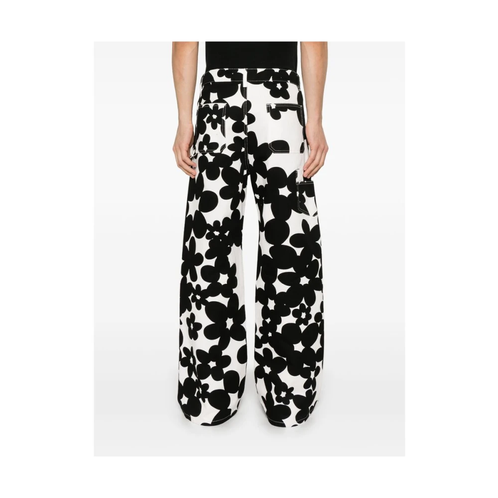 Marni Bloemenprint Wijde Pijp Broek Black Heren