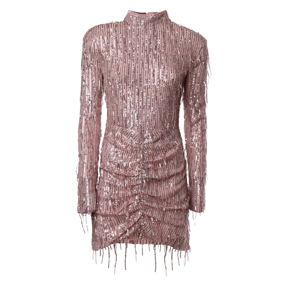 Rotate Birger Christensen Roze Paillet Mini Jurk met Gerimpeld Detail Pink Dames
